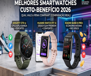 Procurando o melhor smartwatch custo-benefício de 2026? Testamos os principais modelos para você economizar. Confira o comparativo e escolha o seu!